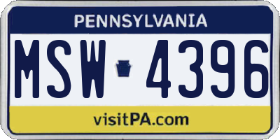 PA license plate MSW4396