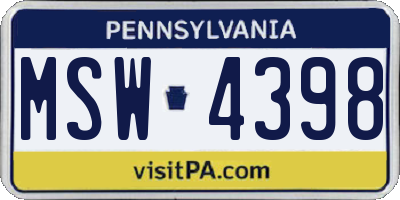 PA license plate MSW4398
