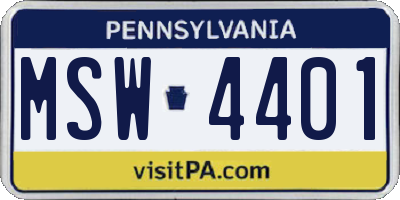 PA license plate MSW4401