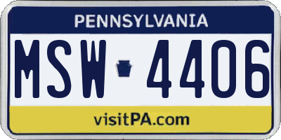 PA license plate MSW4406