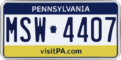 PA license plate MSW4407