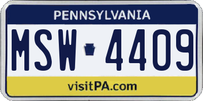 PA license plate MSW4409