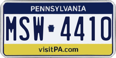 PA license plate MSW4410