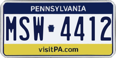 PA license plate MSW4412
