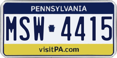 PA license plate MSW4415