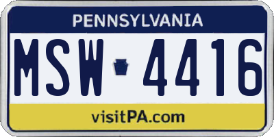 PA license plate MSW4416
