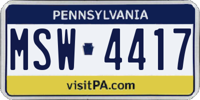 PA license plate MSW4417