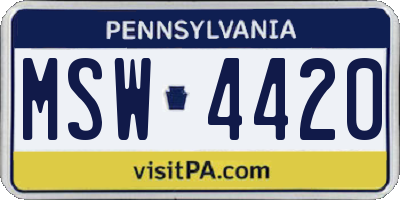 PA license plate MSW4420