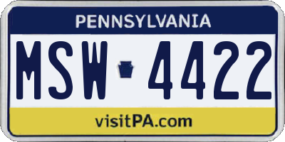 PA license plate MSW4422