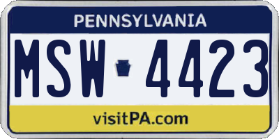 PA license plate MSW4423