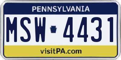 PA license plate MSW4431