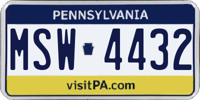 PA license plate MSW4432