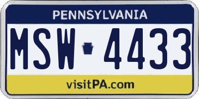 PA license plate MSW4433