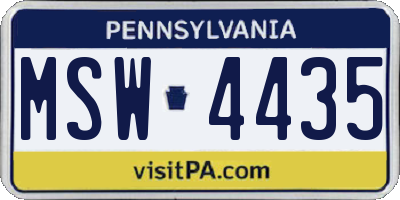 PA license plate MSW4435