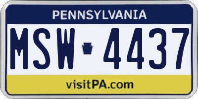 PA license plate MSW4437
