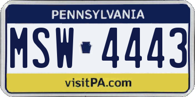 PA license plate MSW4443