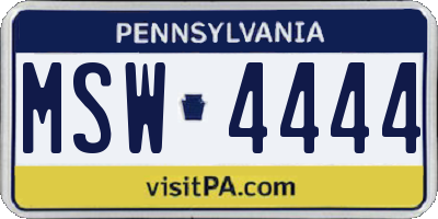 PA license plate MSW4444