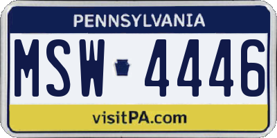 PA license plate MSW4446