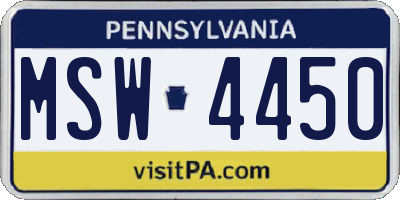 PA license plate MSW4450