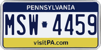 PA license plate MSW4459