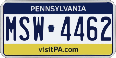 PA license plate MSW4462