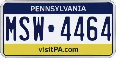 PA license plate MSW4464