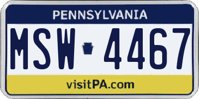 PA license plate MSW4467