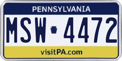 PA license plate MSW4472
