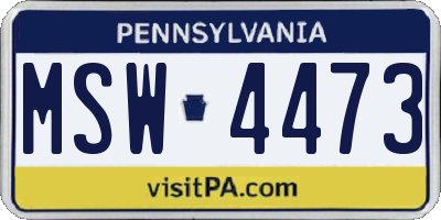 PA license plate MSW4473
