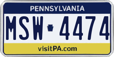 PA license plate MSW4474