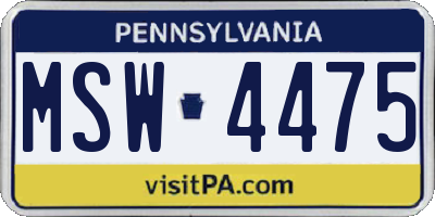 PA license plate MSW4475