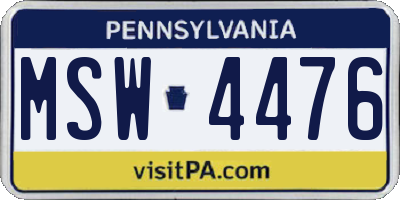 PA license plate MSW4476
