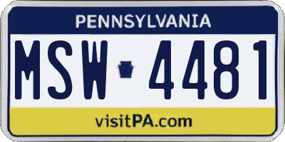 PA license plate MSW4481