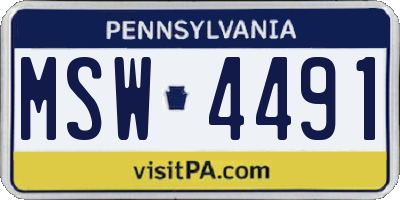 PA license plate MSW4491