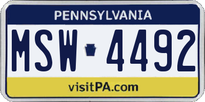 PA license plate MSW4492