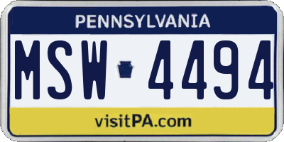 PA license plate MSW4494