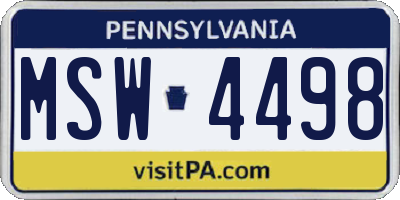 PA license plate MSW4498