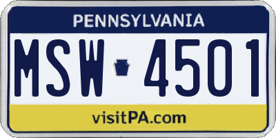 PA license plate MSW4501