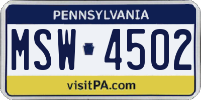 PA license plate MSW4502