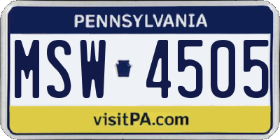 PA license plate MSW4505