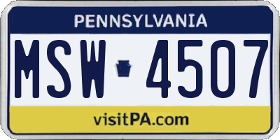 PA license plate MSW4507