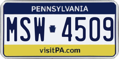 PA license plate MSW4509