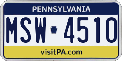 PA license plate MSW4510