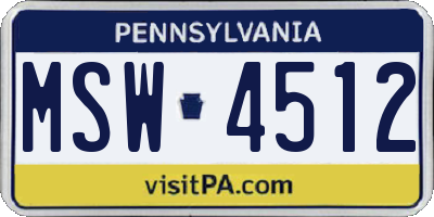 PA license plate MSW4512