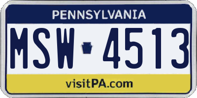 PA license plate MSW4513