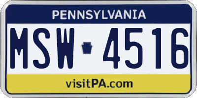 PA license plate MSW4516