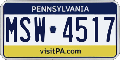 PA license plate MSW4517