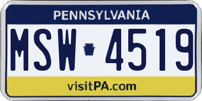 PA license plate MSW4519