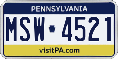 PA license plate MSW4521