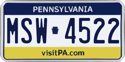 PA license plate MSW4522